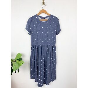 Simier Fariry Modest Stretch Knit Polka Dot Dress Sz L